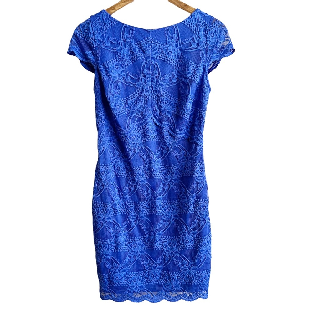 Bebe Blue Lace Cut Out Back Dress - Picture 1 of 8